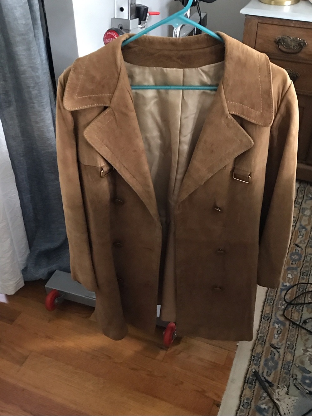 Source Unknown Brown Suede Double-Breasted Coat
